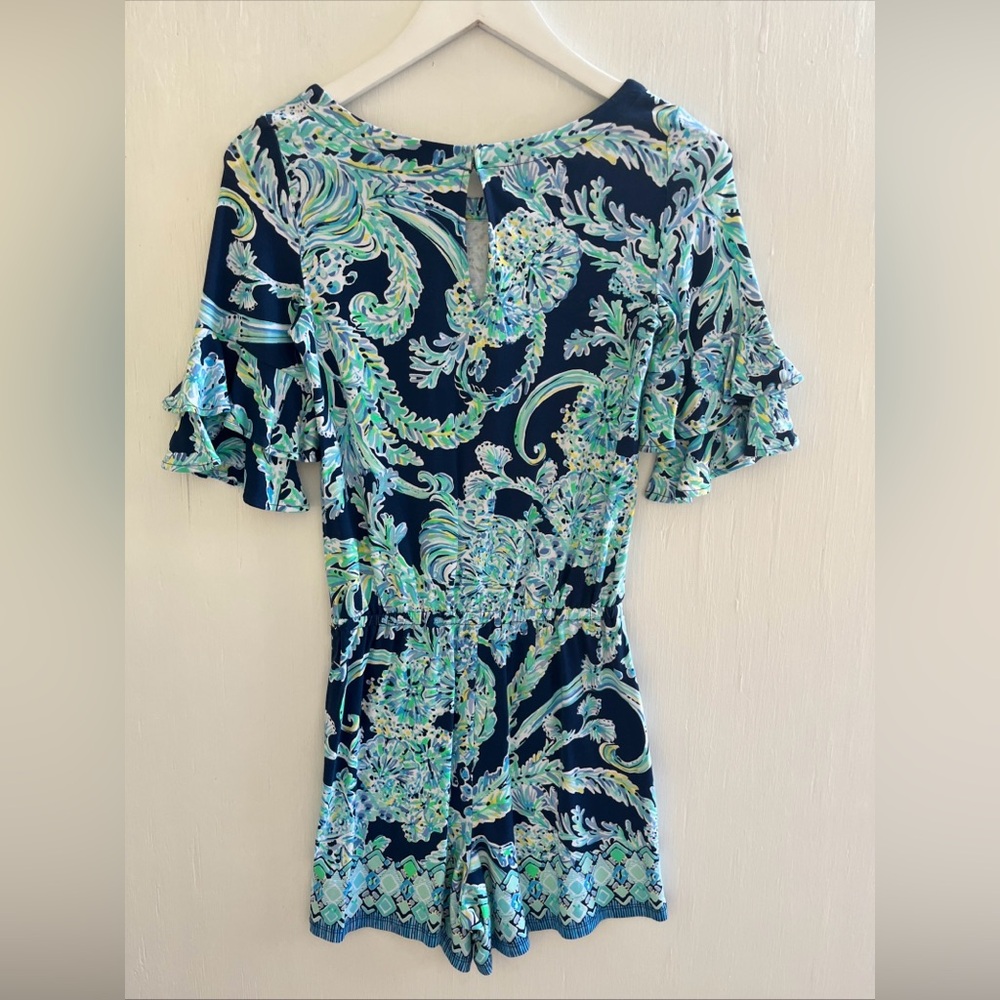 LILLY PULITZER Lula Romper High Tide Navy Scuba Doo Engineered Shorts Romper XXS - Picture 9 of 10
